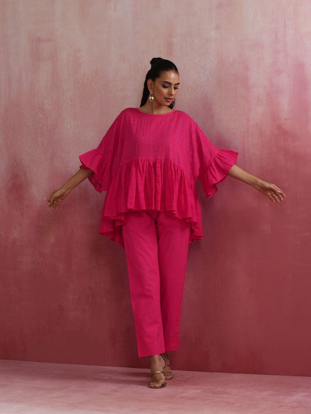 trueBrowns Pink Cotton Dobby Co-ord set | Grocsy
