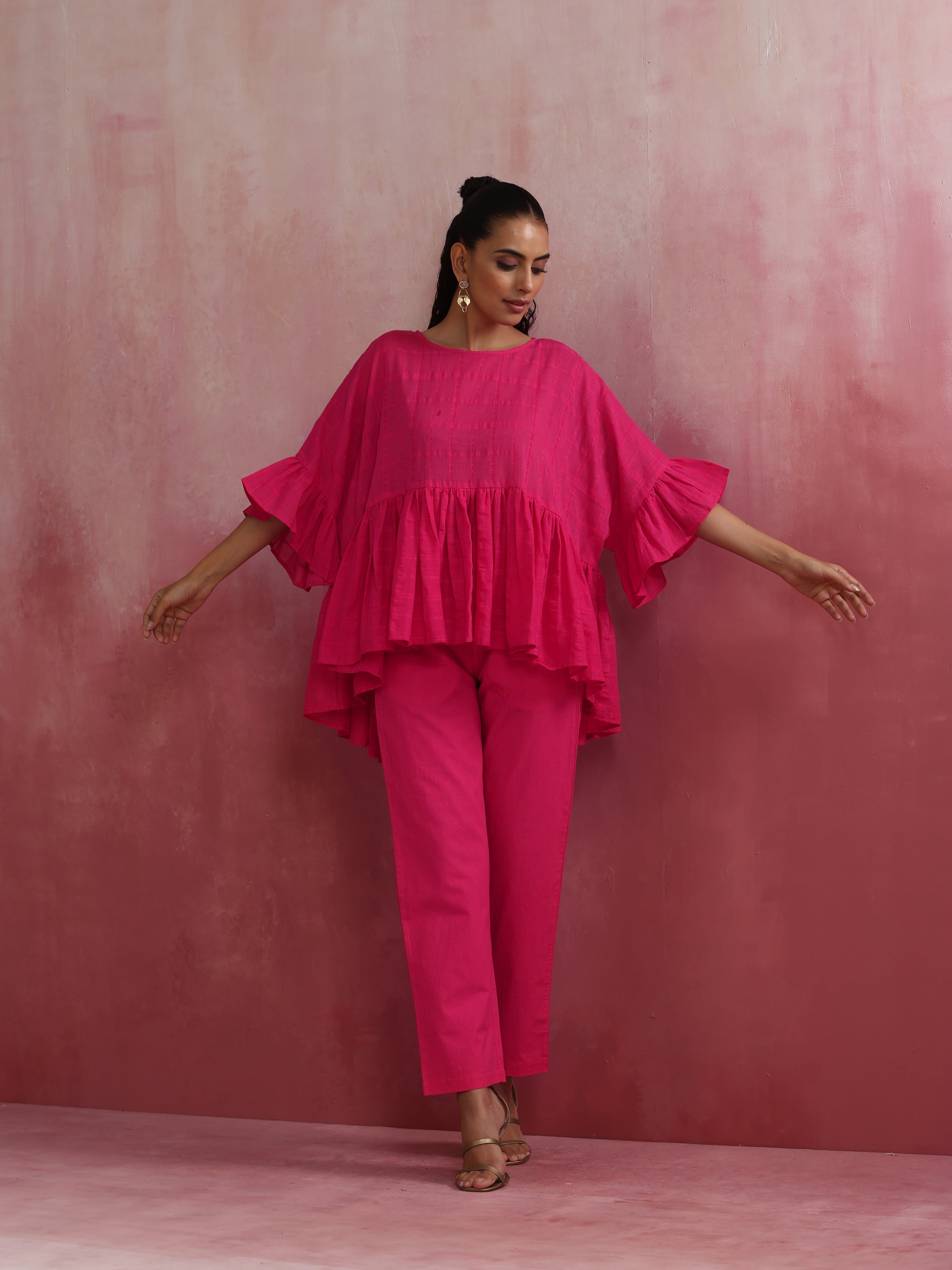 trueBrowns Pink Cotton Dobby Co-ord set | Grocsy
