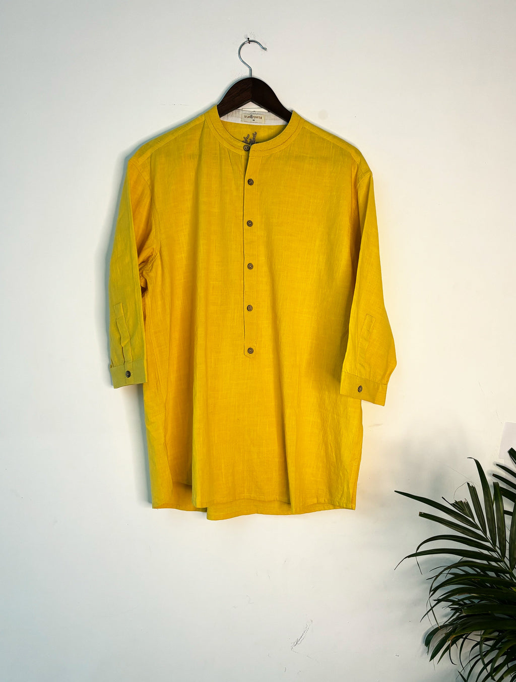 trueBrowns Yellow Slub Short Shirt | Grocsy