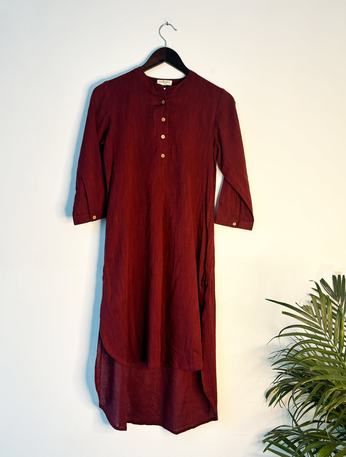 trueBrowns Maroon Slub Kurta | Grocsy