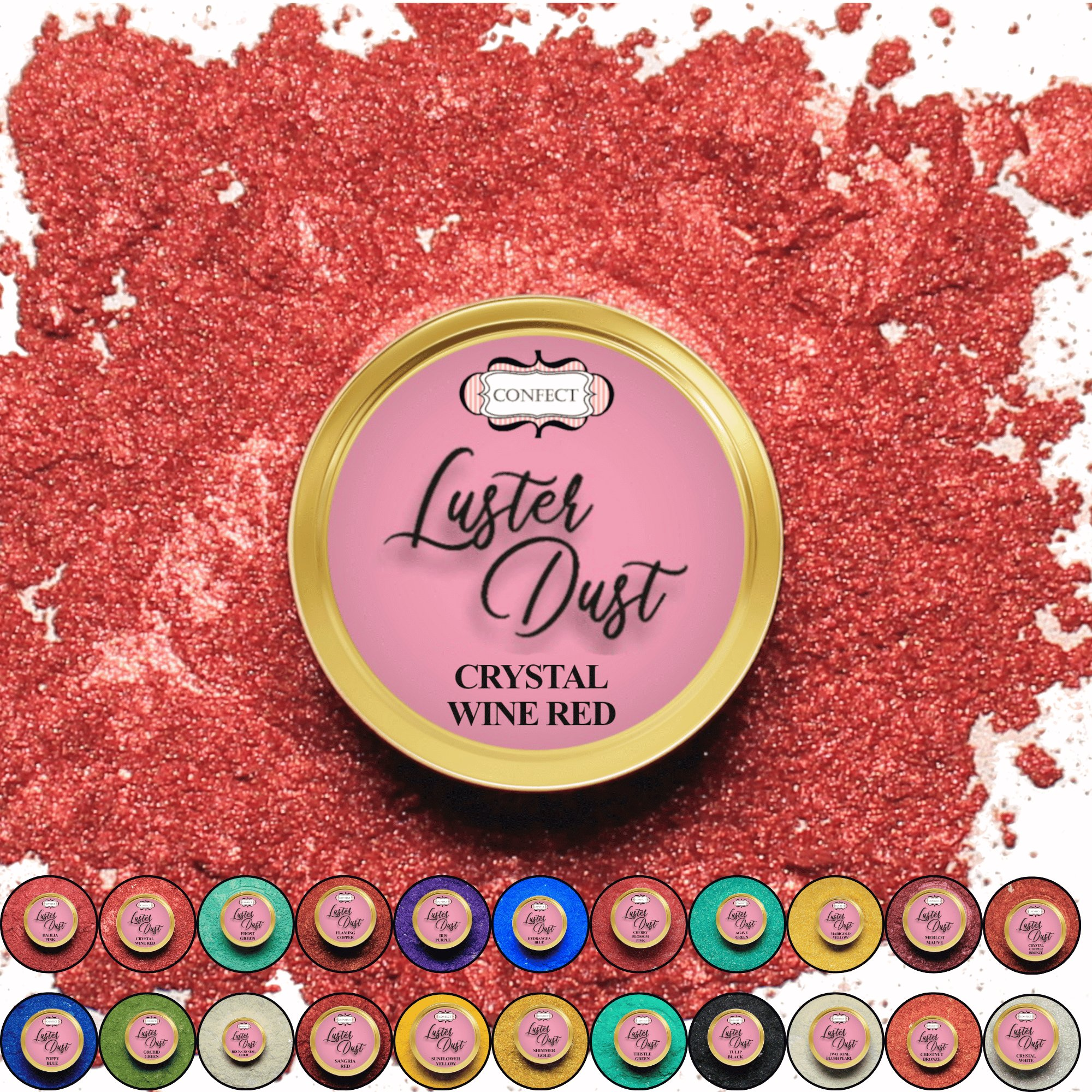 Confect Crystal Wine Red | Edible Luster Dust | Grocsy