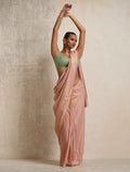 trueBrowns Pink Gold Metallic Ready To Wear Saree | Grocsy