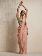 trueBrowns Pink Gold Metallic Ready To Wear Saree | Grocsy