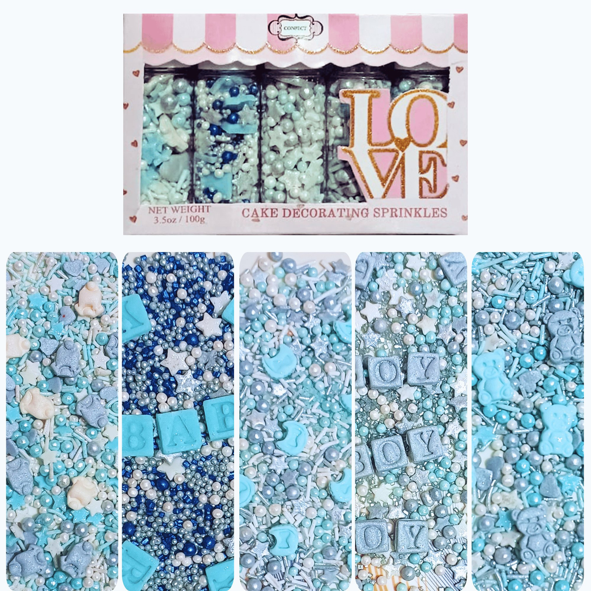 Confect Boys Baby Shower Sprinkles | Edible Sprinkles Assorted | Grocsy