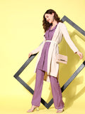 InWeave Women's Mauve Blazer Kurta Naroow Pant Coord Set | Grocsy