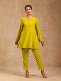 trueBrowns Lime Velvet Solid Co-ord Set | Grocsy