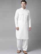 Fabmade White Pathani Suit | Grocsy