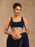 trueBrowns Midnight Blue Velvet Sleeveless Blouse | Grocsy