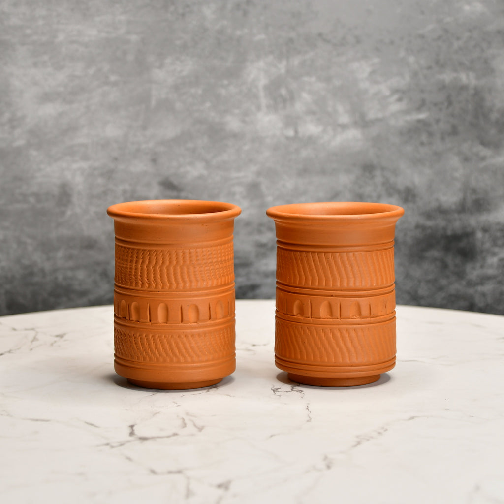 Sowpeace Premium Set of 2 Unglazed Terracotta tumbler | Grocsy