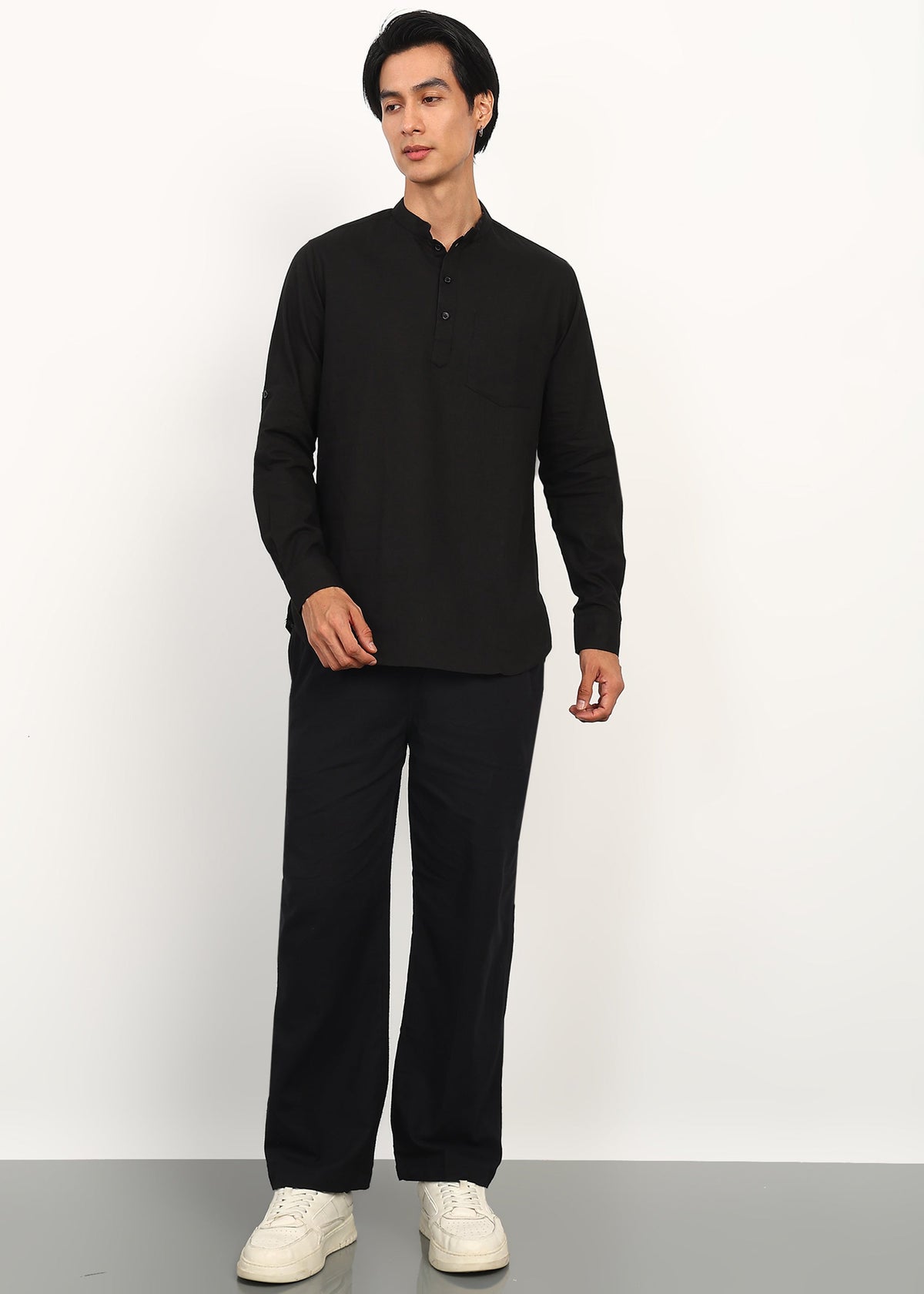 Fabmade Noir Linen Kurta Set | Grocsy