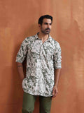 trueBrowns Men's Off White Printed Short Kurta | Grocsy
