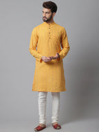Even Apparels Yellow Kurta With Band Collar | Grocsy