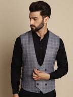 Even Apparels Men's Grey Double Breast Waistcoat | Grocsy