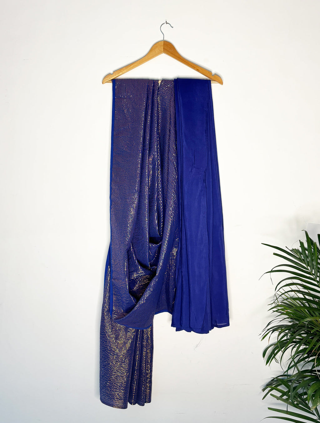 trueBrowns Electric Blue Metallic Saree | Grocsy