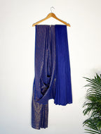 trueBrowns Electric Blue Metallic Saree | Grocsy