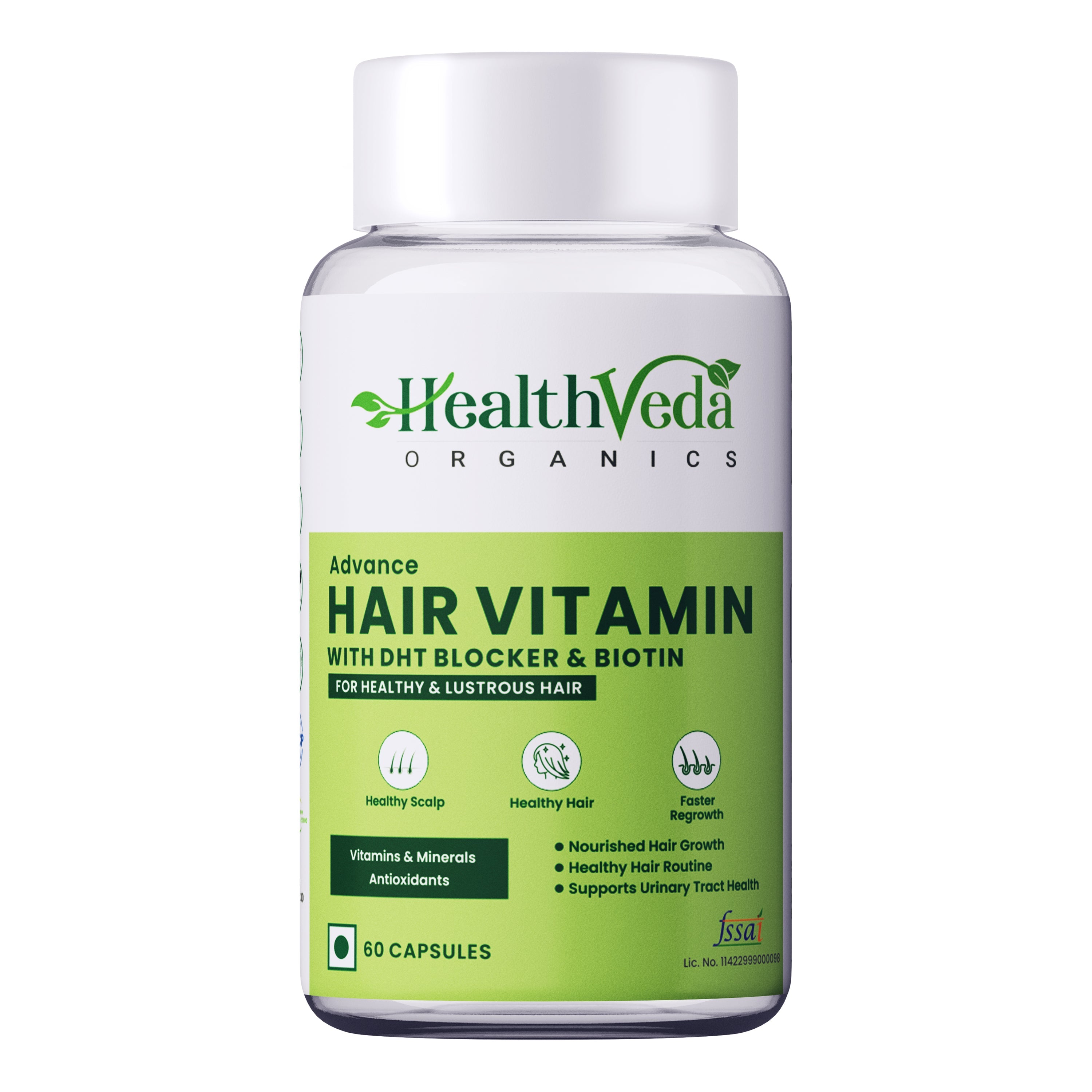 Health Veda Organics Advance Hair Vitamin with DHT Blocker & Biotin Capsules | Grocsy