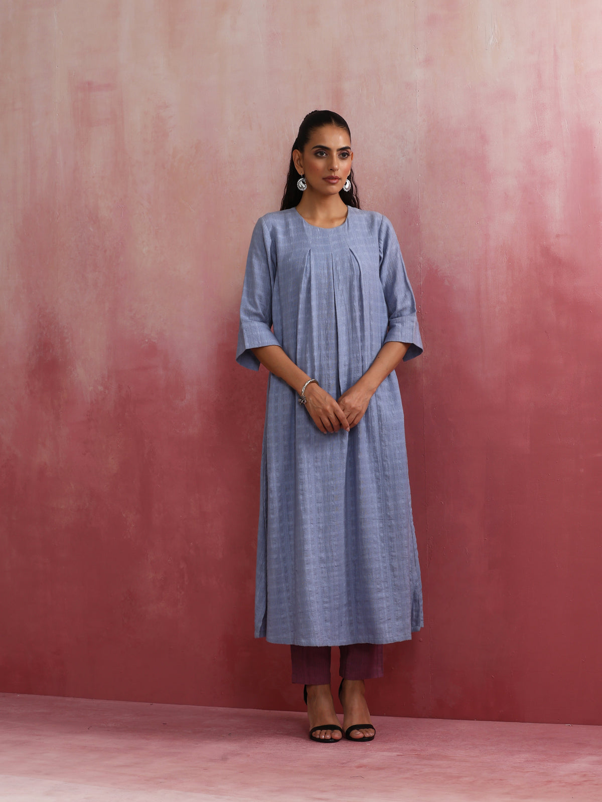 trueBrowns Sky Blue Cotton Dobby Kurta Set | Grocsy