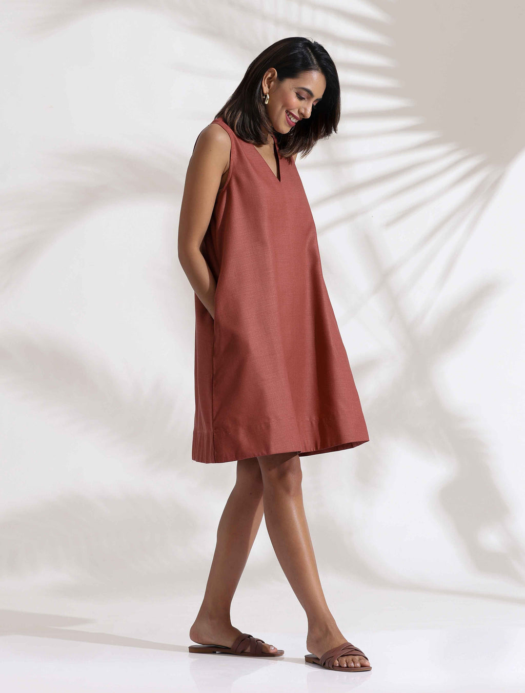 trueBrowns Pink Slub Dress | Grocsy