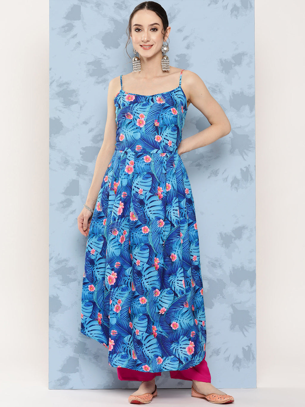 InWeave Women's Blue Pink Japanese Art Strappy Set | Grocsy
