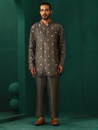 trueBrowns Men's Grey Diamond Viscose Silk Co-ord Set | Grocsy