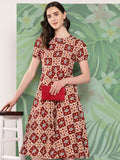 InWeave Women's Maroon Square Dress | Grocsy