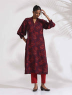 trueBrowns Purple Floral Print Kurta Set | Grocsy