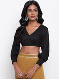 trueBrowns Black Gathered Sleeve Top | Grocsy