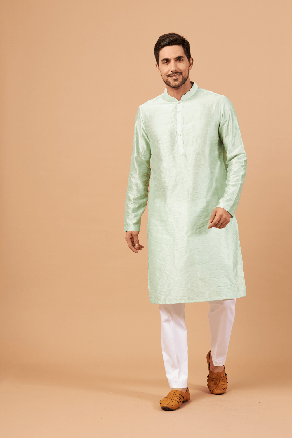 Pastel Green Kurta by Hilo Design | Grocsy