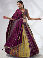 House of Panchhi Green Pure Georgette Sequins And Thread Embroidery Lehenga Choli & Dupatta | Grocsy