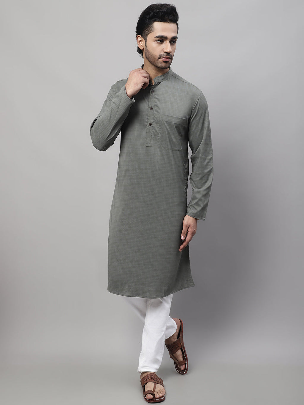 Even Apparels Multi Pure Cotton Kurta With Band Collar | Grocsy