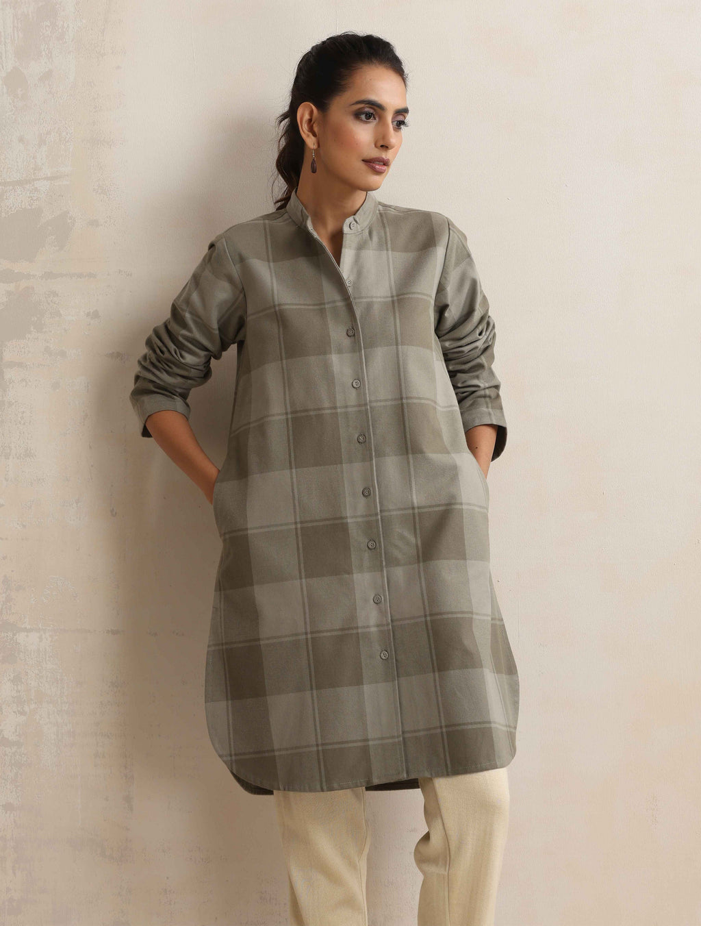 trueBrowns Green Check Winter Shirt Top | Grocsy