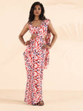 trueBrowns Carrot Muslin Ikat Ready to Wear Saree | Grocsy