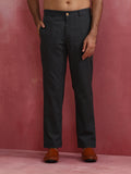 trueBrowns Men's Charcoal grey Cotton Twill Pants | Grocsy