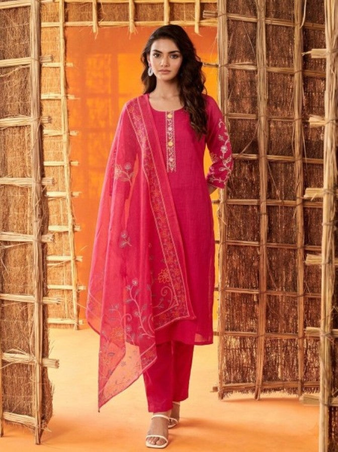 Anaita Pink Readymade Suit with Embroidery Work | Grocsy