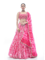 Myra Pink Jaquard Embroidered Designer Lehenga | Grocsy