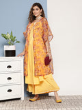 InWeave Women's Cassatta Yellow Cr Strappy Set With Mustard Brown Cape | Grocsy