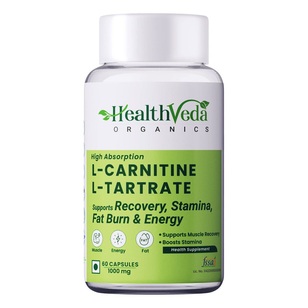 Health Veda Organics L Carnitine L-Tartrate Veg Capsules | Grocsy