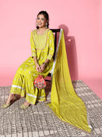 InWeave Women's Light Green Gota Work Kurta Sharara Set | Grocsy