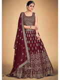 Myra Maroon Georgette Real Georgette Lehenga Choli | Grocsy