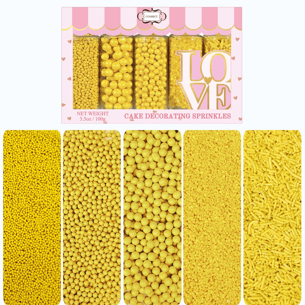 Confect Sprinkles for Cakes & Cupcakes Decoration | USP-25(Yellow) | Grocsy