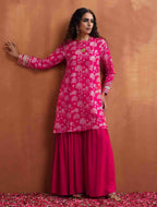 trueBrowns Red Print Sharara Set | Grocsy
