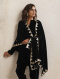 trueBrowns Black Velvet Gota Patti Stole | Grocsy