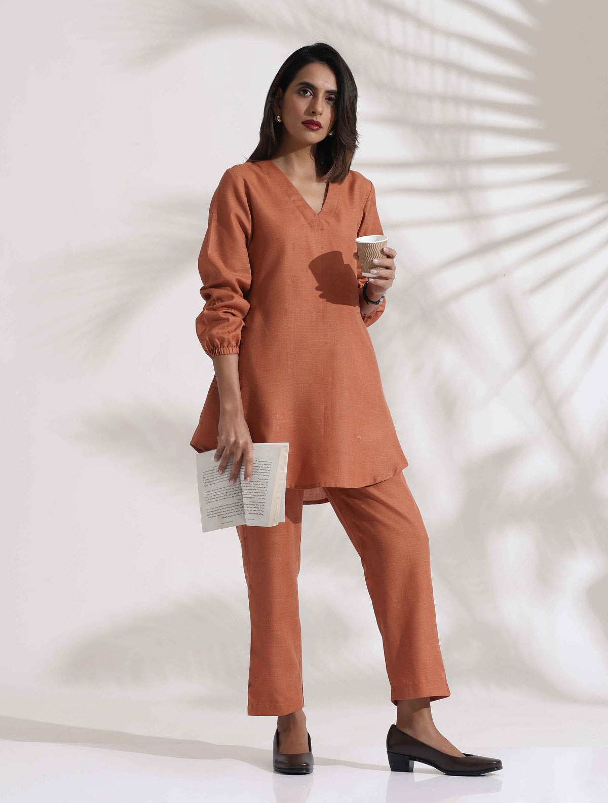 trueBrowns Rust Slub Co-ord Set | Grocsy