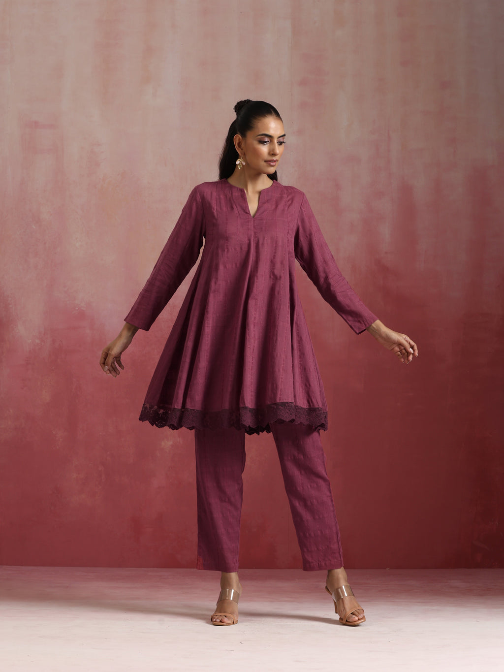 trueBrowns Mauve Cotton Dobby Co-ord set | Grocsy