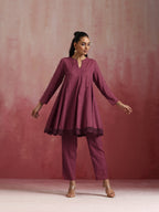trueBrowns Mauve Cotton Dobby Co-ord set | Grocsy