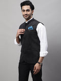 Even Apparels Men's Black Nehru Jacket With Welt Pockets | Grocsy