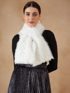 InWeave Women's Pure White Faux Fur Neck Warmer | Grocsy