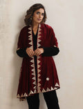trueBrowns Maroon Velvet Gota Patti Stole | Grocsy