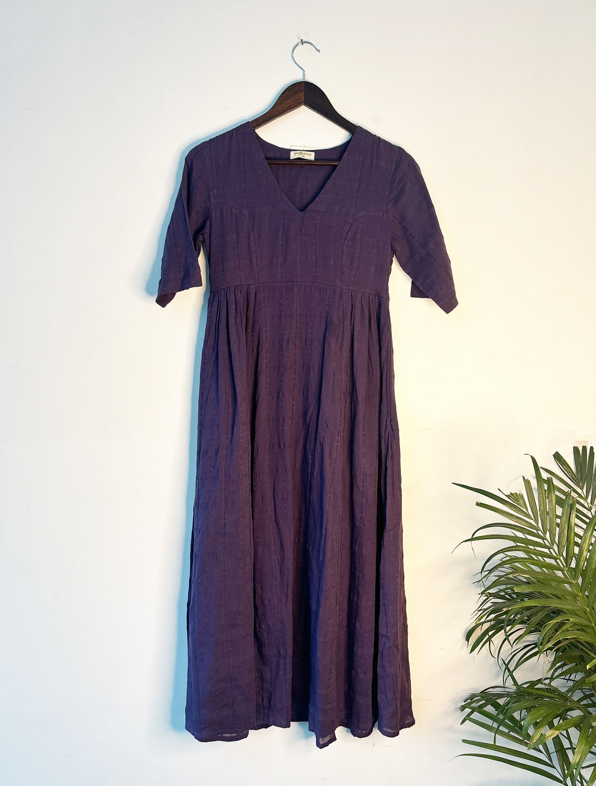 trueBrowns Purple Square Dobby Dress | Grocsy