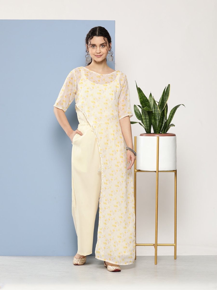 Ahalyaa Printed Waist Tie-Ups Basic Jumpsuit | Grocsy
